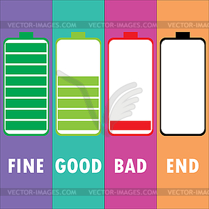 Different level of battery charge - vector clipart