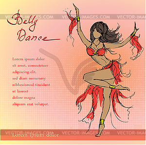 Beautiful and sexy belly dancer - vector clip art