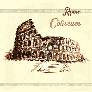 Colosseum, hand drawing watercolor style - vector clip art