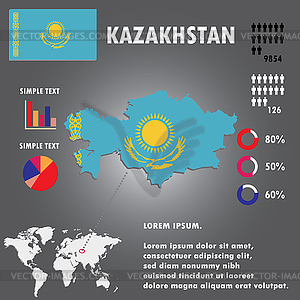 Kazakhstan Country Infographics Template - vector clip art