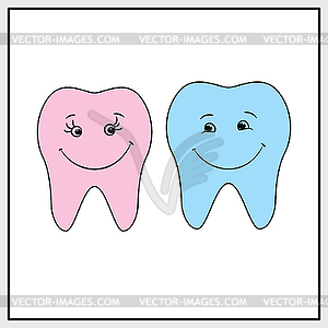 Two teeth smile, background,  - vector clipart