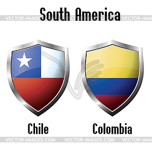 Chile and colombia flag icons theme - vector image