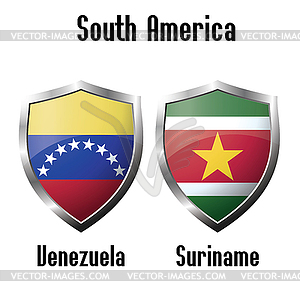 Venezuela and Suriname flag icons theme - vector image