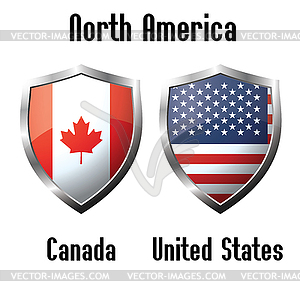 Canada and USA flag icons theme - vector clip art