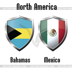 Bahamas and Mexico flag icons theme - vector clipart / vector image