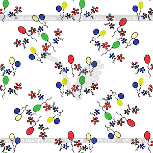 Цветы и воздушные шары Бесшовные - изображение в формате EPS