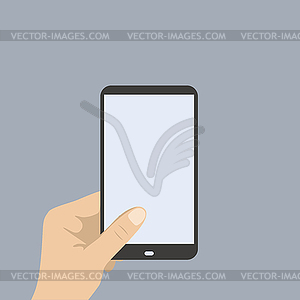 Hand Holding Mobile Phone - vector clipart