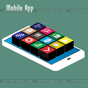 Mobile app, isometric - vector clipart