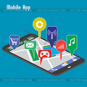 Smartphone mobile applications, - vector clip art