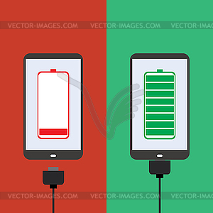 Smartphone battery, flat design, - vector image