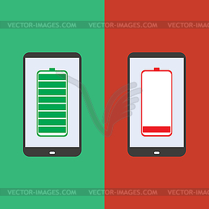 Smartphone battery, flat design, - vector clip art