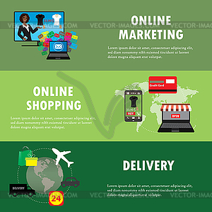 Business concept set of online shopping internet - vector image