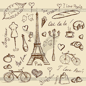 With Paris symbols - vector image