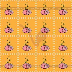 Seamless pattern with piggy bank - stock vector clipart