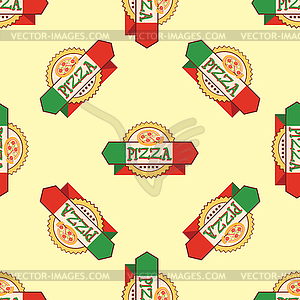 Seamless pattern pizza emblem  - vector clip art