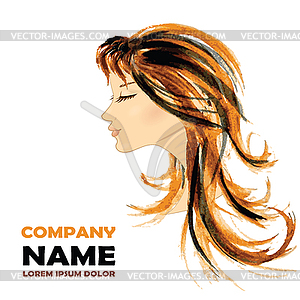 Fashion Woman with Long Hair.  - color vector clipart