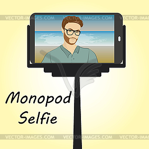 Smart phone. Monopod for selfie - vector clip art