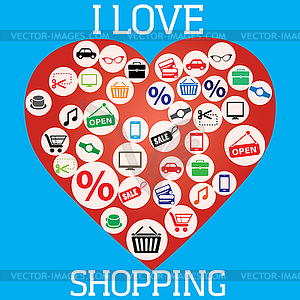 I Love Shopping (icon and concept) - vector clip art