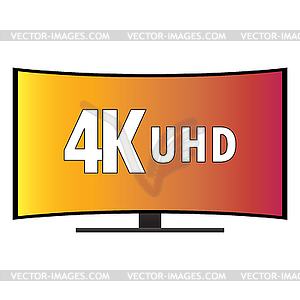 4K Ultra HD Modern Curved Screen Smart TV - royalty-free vector clipart