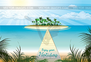 Bridge which conducts on beach paradise  - vector clip art