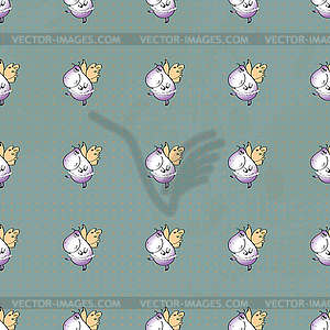 Seamless pattern hippopotamus with wings - vector clip art