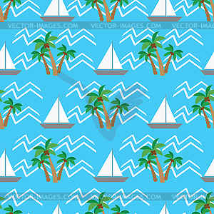 Seamless pattern tropical coconut palm trees and - vector clipart