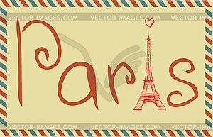 Tower Eiffel with Paris lettering - vector image