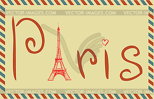 Tower Eiffel with Paris lettering - vector clipart