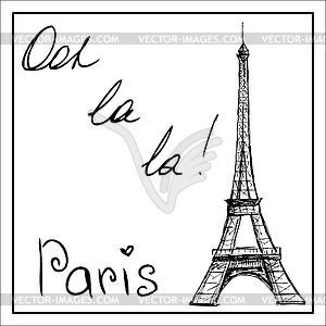 Eiffel Tower. word Paris - vector clip art