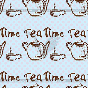 Tea time vintage seamless background - vector image