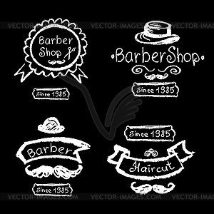 Set of vintage barber shop logo, labels, prints, - vector clipart