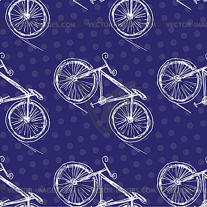 Bicycle seamless pattern on colored background - vector clipart