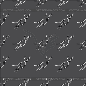 Seamless pattern cat face on black - vector image