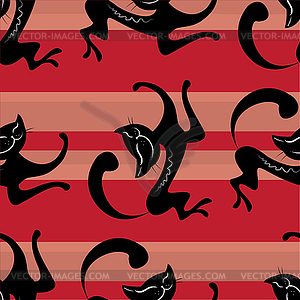 Seamless pattern beauty black cats - vector image