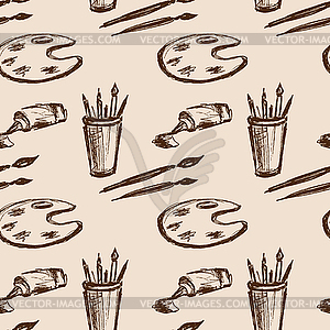 Seamless pattern art tools .Hand drawing - vector image