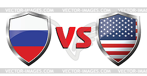 Russia vs USA flag icons theme - vector clipart