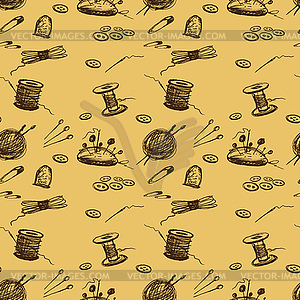 Seamless pattern Sewing Accessories - vector clip art