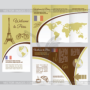 Traveler`s guide or banner with map, watercolors - vector clipart / vector image