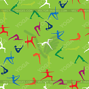 Seamless pattern Yoga poses icons - vector image