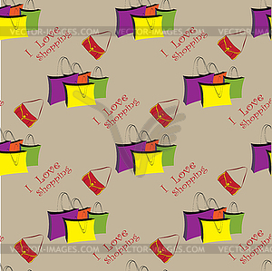 Seamless pattern different shopping bag on sale - vector clipart