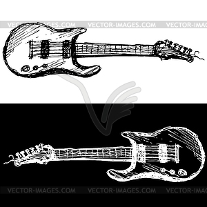 Two guitars, black and white - vector clipart