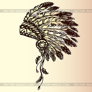 Native american indian chief headdress - vector clipart