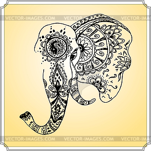 Abstract elephant in Indian style mehndi, hand - vector image