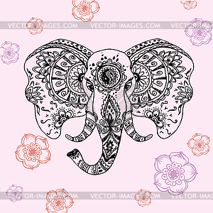 Abstract elephant in Indian style mehndi - vector clip art