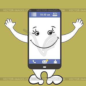 Smartphone smiling with hands and legs - vector clip art