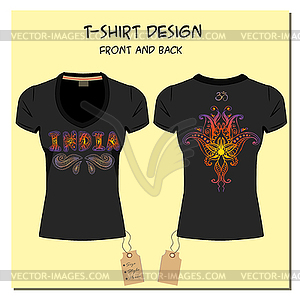 Black design T-shirts with picture paisley ornament - vector clipart