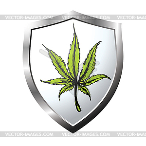 Web button or icon with marijuana leaf - color vector clipart