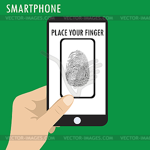 Phone scanning fingerprint - vector clipart