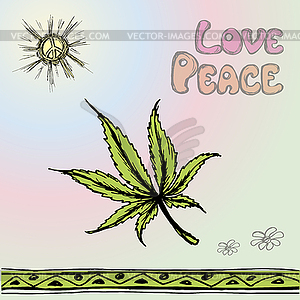 Cannabis ,peace, love - vector image