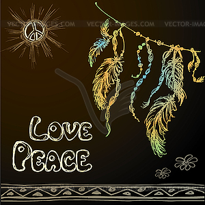 Dreamcatcher against black background and words - - vector clipart